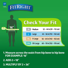 FitRight Adult Incontinence Briefs, Diapers with Tabs, Leak Stop Guards, Heavy Absorbency, Medium, 32in to 44in, 20 Count