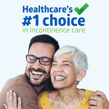 Adult incontinence care branding with smiling couple
