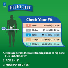 Adult incontinence brief size chart for finding the right fit, Large size