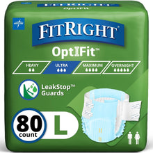 Adult incontinence briefs package, Large size, 80-count OptiFit with side tabs