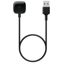 Black charging cable with USB-A plug and smartwatch charging puck connector.