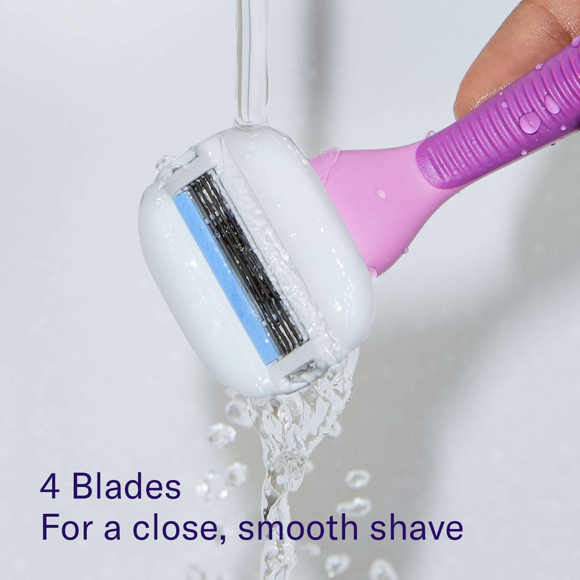 Flamingo Women's Moisture Plus Razor Set with Razor Handle, 2 Blade Refill Cartridges, and Shower Holder, Fig