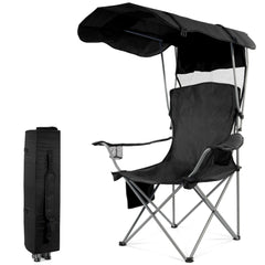 FlexWave Folding Camp Chairï¼ŒPortable Outdoor Chairï¼Œwith Shade & Cup Holderï¼Œfor Camping, Beach, Fishing, and Sports Events - USA MEGA SHOP