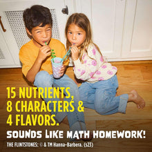 Children drinking from cups in multivitamin promotion for chewable tablets