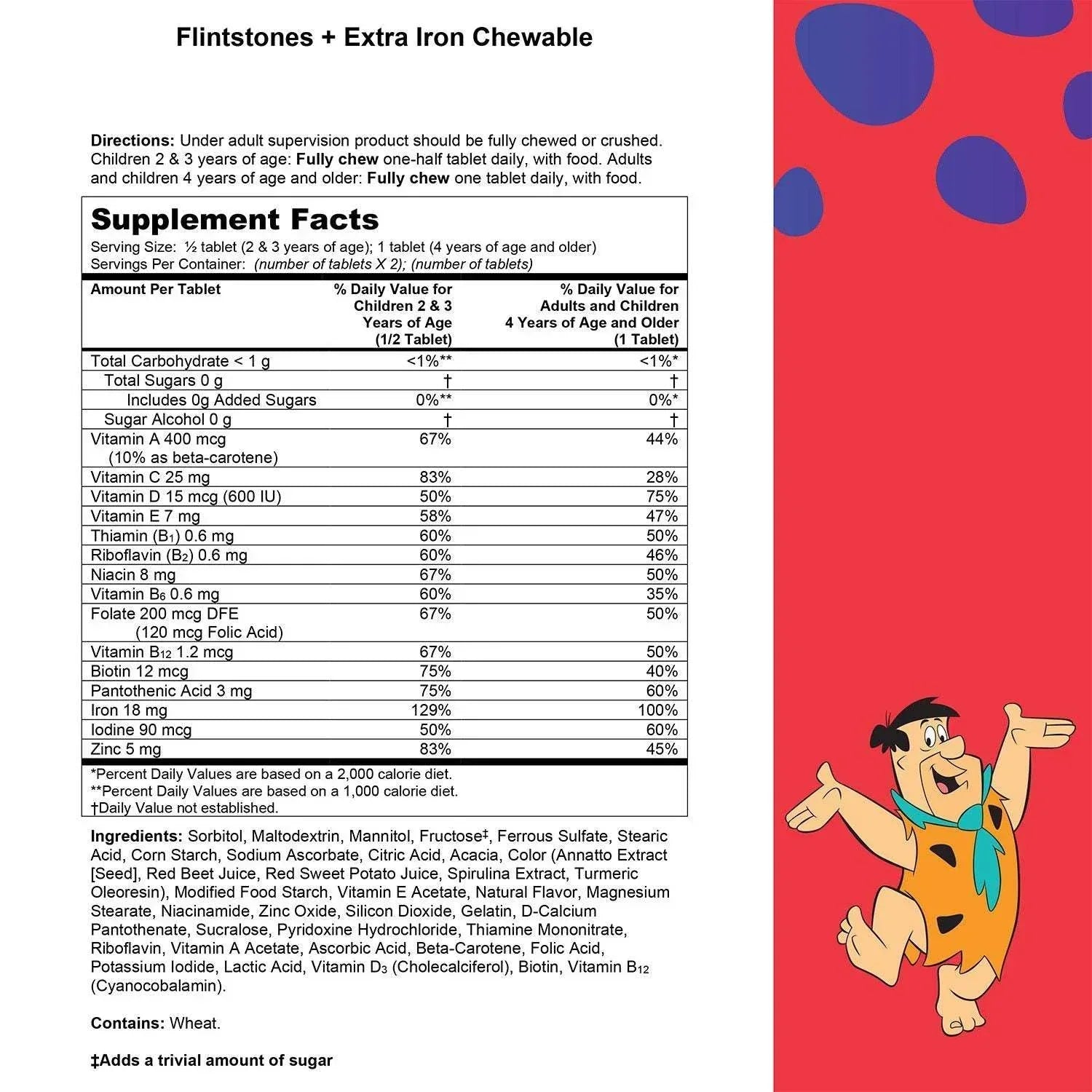 Flintstones Chewable Kids Multivitamin + Extra Iron, Chewable Tablets, 210 ct.
