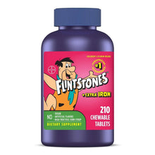 Kids chewable multivitamin bottle, 210 tablets, Flintstones + extra iron