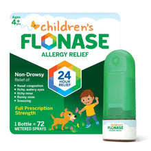 Children's FLONASE allergy relief nasal spray bottle with green cap