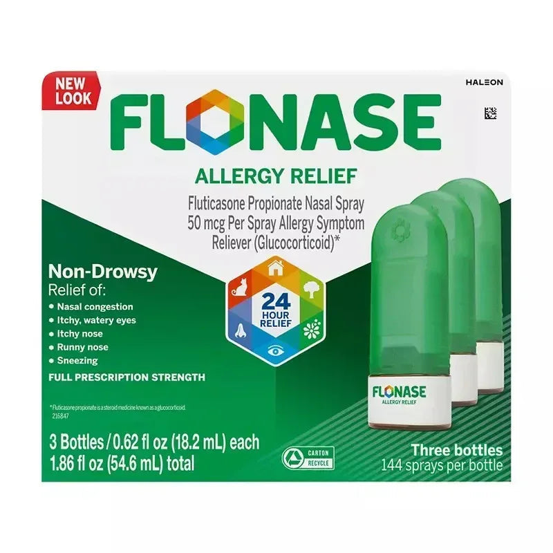 Flonase Allergy Relief Nasal Spray, Non-Drowsy, 144 Sprays, 3 Pack