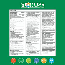 Drug facts label for allergy relief nasal spray, with warnings and active ingredient