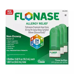 Flonase Allergy Relief Nasal Spray, Non-Drowsy, 144 Sprays, 3 Pack