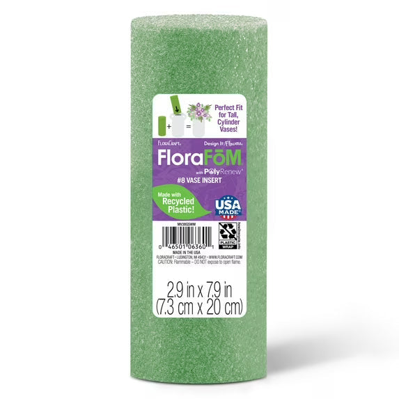 FloraCraft FloraFōM Vase Insert 2.9 inch x 7.9 inch Green