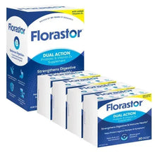 Florastor Daily Probiotic boxes multipack showing dual action with Vitamin D3