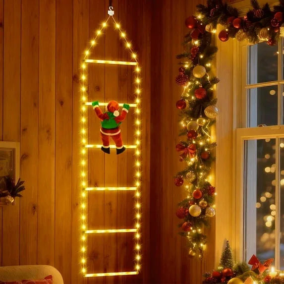 Fohil Christmas Lights, Novelty LED Ladder Lights with Climbing Santa, Christmas Decorations Indoor Outdoor, USB Rechargeable 8 Mode, Home Wall Door Decor - USA MEGA SHOP