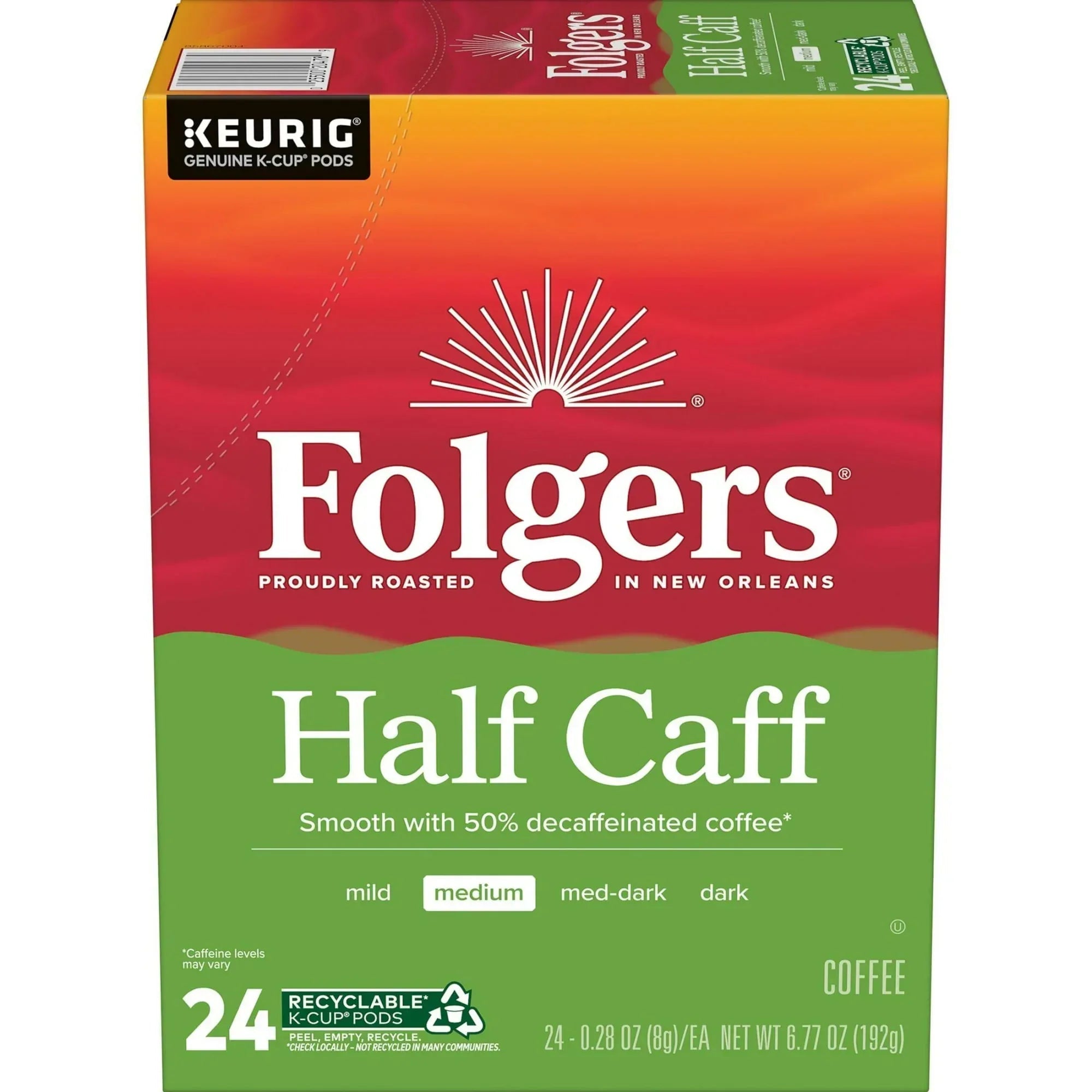 Folgers French Vanilla Artificially Flavored Coffee, Mild Roast, Keurig K Cup Pods, 24 Count Box