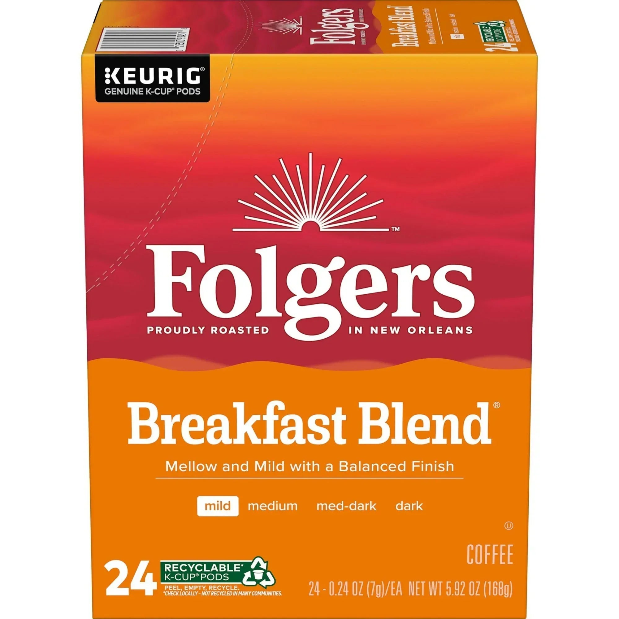 Folgers French Vanilla Artificially Flavored Coffee, Mild Roast, Keurig K Cup Pods, 24 Count Box