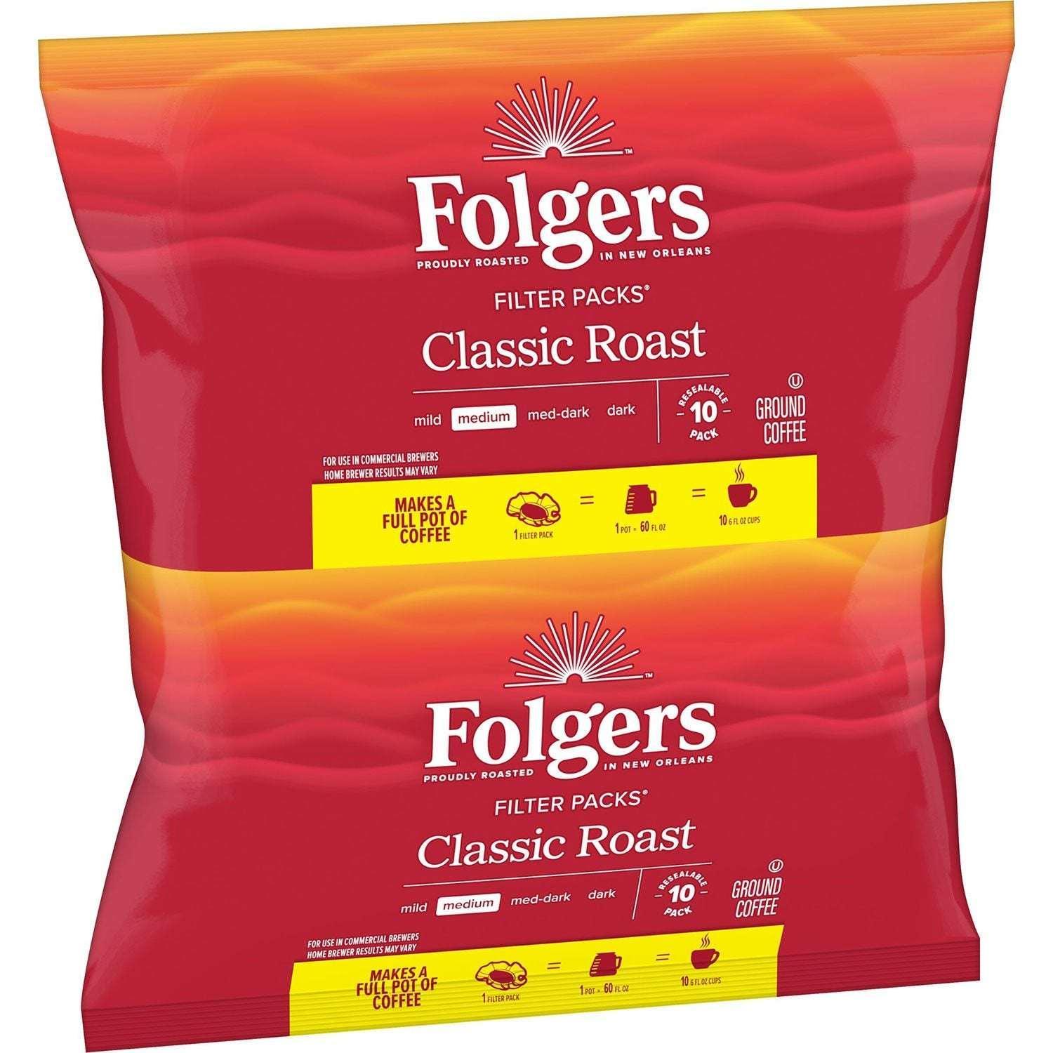 Folgers Classic Roast Ground Coffee, Filter Packs, 0.9 oz., 40 ct. - USA MEGA SHOP