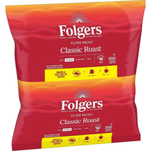 Folgers Classic Roast filter packs pouch with mild to dark roast information