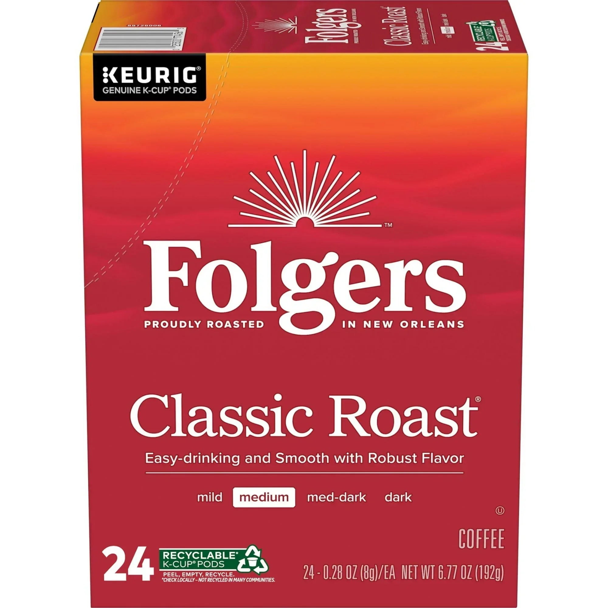 Folgers French Vanilla Artificially Flavored Coffee, Mild Roast, Keurig K Cup Pods, 24 Count Box