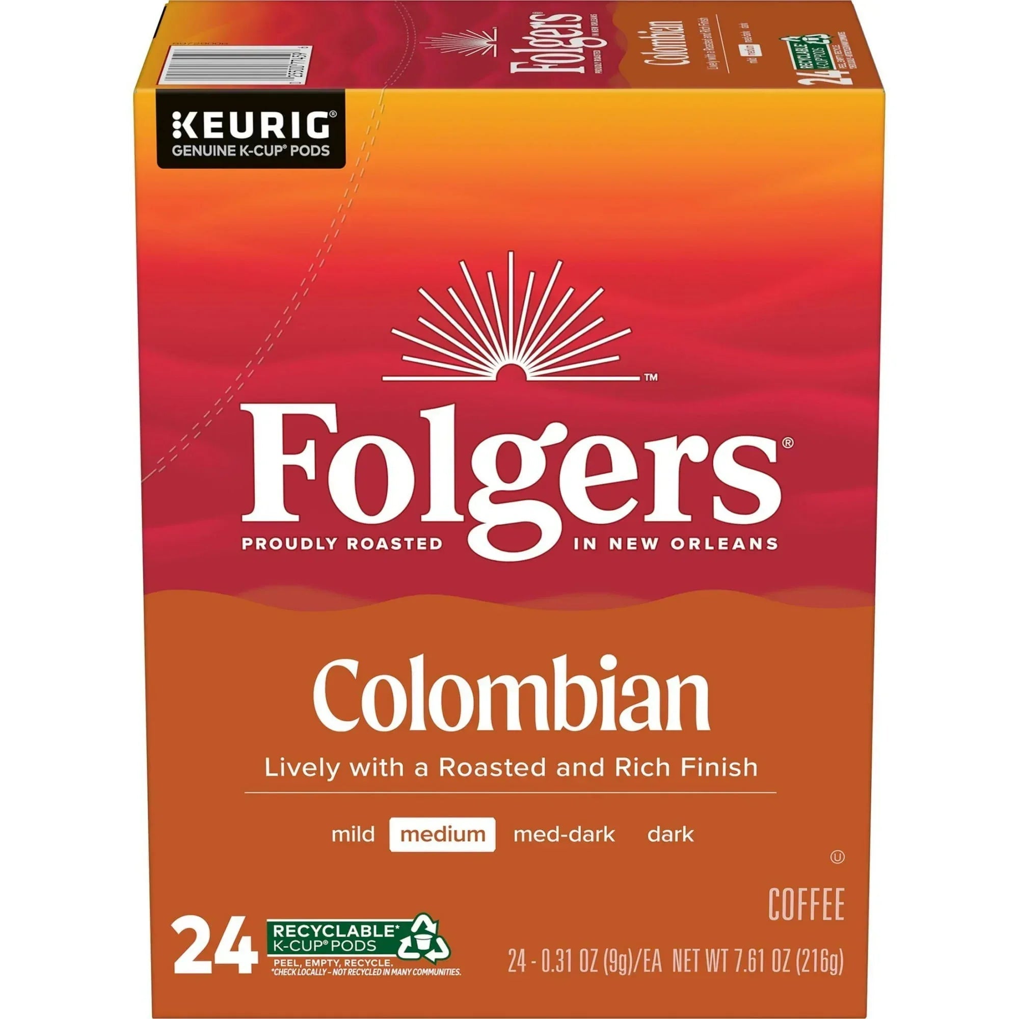 Folgers French Vanilla Artificially Flavored Coffee, Mild Roast, Keurig K Cup Pods, 24 Count Box