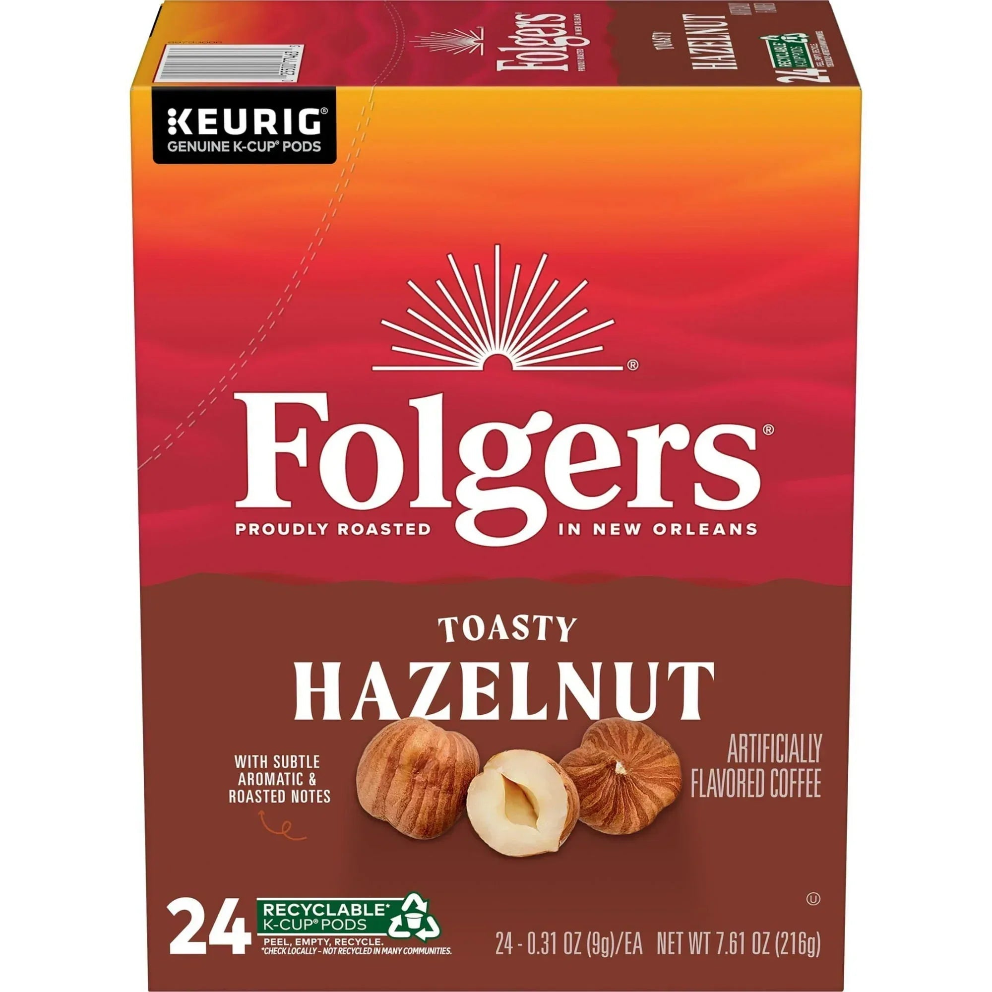 Folgers French Vanilla Artificially Flavored Coffee, Mild Roast, Keurig K Cup Pods, 24 Count Box