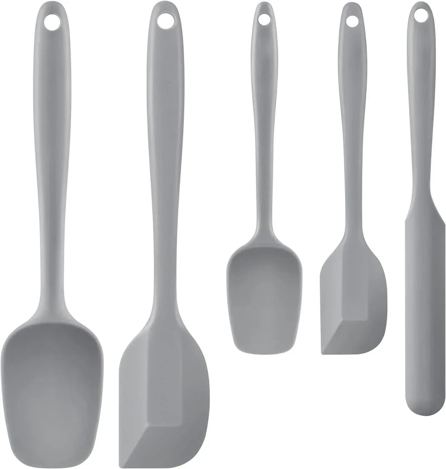 Food Grade Silicone Rubber Spatula Set for Baking, AOKIWO 5Pcs Cooking Utensil Set, High Heat Resistant Non Stick Dishwasher BPA-Free