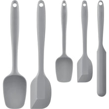Gray silicone spatula set with 5 baking utensils, nonstick flexible heads
