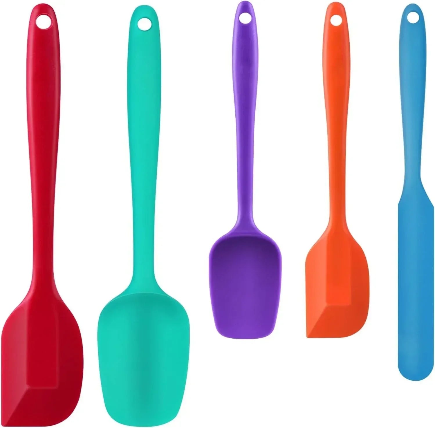 Food Grade Silicone Rubber Spatula Set for Baking, AOKIWO 5Pcs Cooking Utensil Set, High Heat Resistant Non Stick Dishwasher BPA-Free