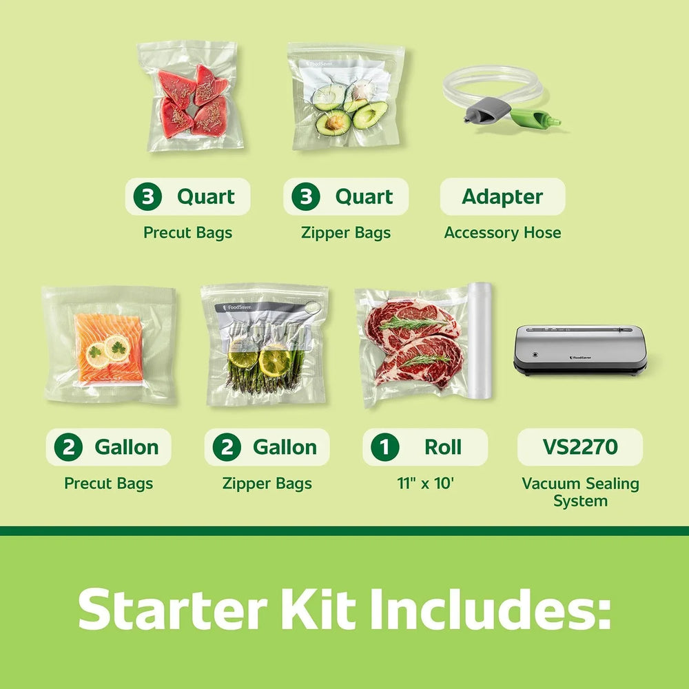 FoodSaver 14-Piece Starter Kit with Vacuum Seal Roll and Bags - USA MEGA SHOP