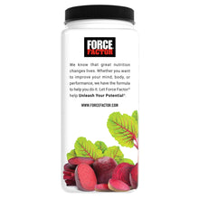Force Factor Total Beets supplement bottle side label with beets illustration
