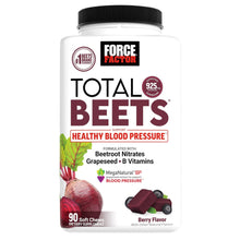 Force Factor Total Beets soft chews bottle, front label, berry flavor, 90 count