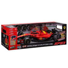 Red Formula-style RC race car in retail box with SF97 theme