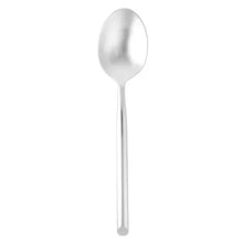 Stainless steel teaspoon with oval bowl and slim handle