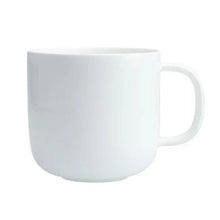 White coupe mug with handle from a 16-piece dinnerware set
