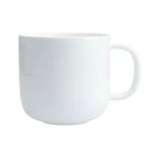 White ceramic coffee mug with handle