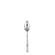 Stainless teaspoon with rounded bowl and bamboo-style handle