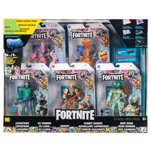 Fortnite action figure pack box with six figures and accessory items