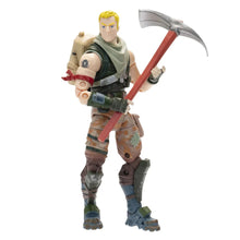 Tan and green soldier action figure holding a red-bladed pickaxe