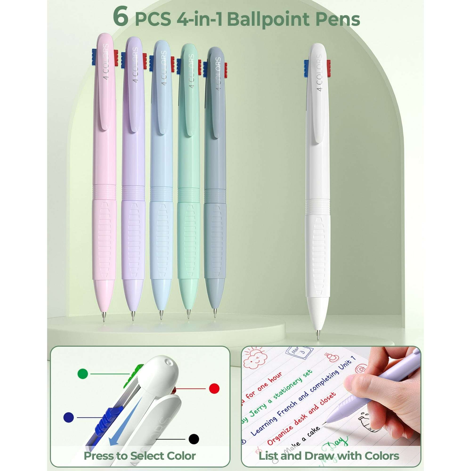 Four Candies 56 PCS Aesthetic Supplies with Pencil Case, 6 Multicolor Pen, 12 Pastel Highlighters, 5 Gel Pens Black Ink, 9 Mechanical Pencils for Stationary Set Preppy Stuff