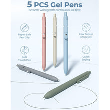 Five pastel gel pens with smooth writing tips and clip designs