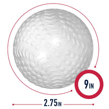 White textured baseball with round size markers