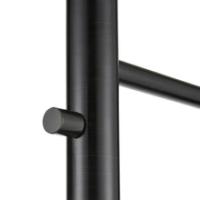 Black metal floor lamp arm with small cylindrical connector and mounting ring