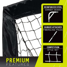 Mini soccer goal corner with black mesh net and reinforced frame