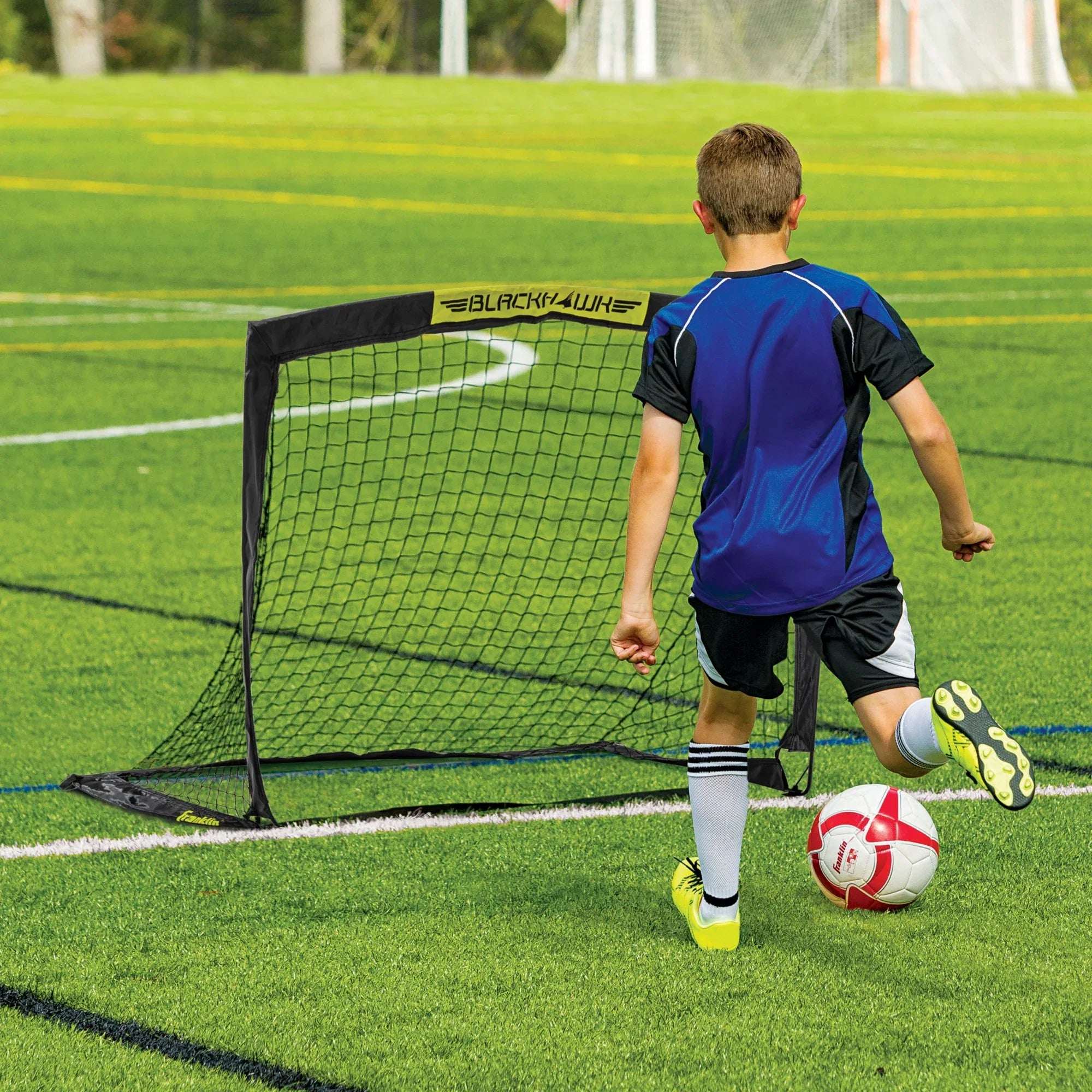 Franklin Sports Blackhawk Soccer Goal - Pop up - Foldable - 4' x 3' Mini Soccer Net - Black