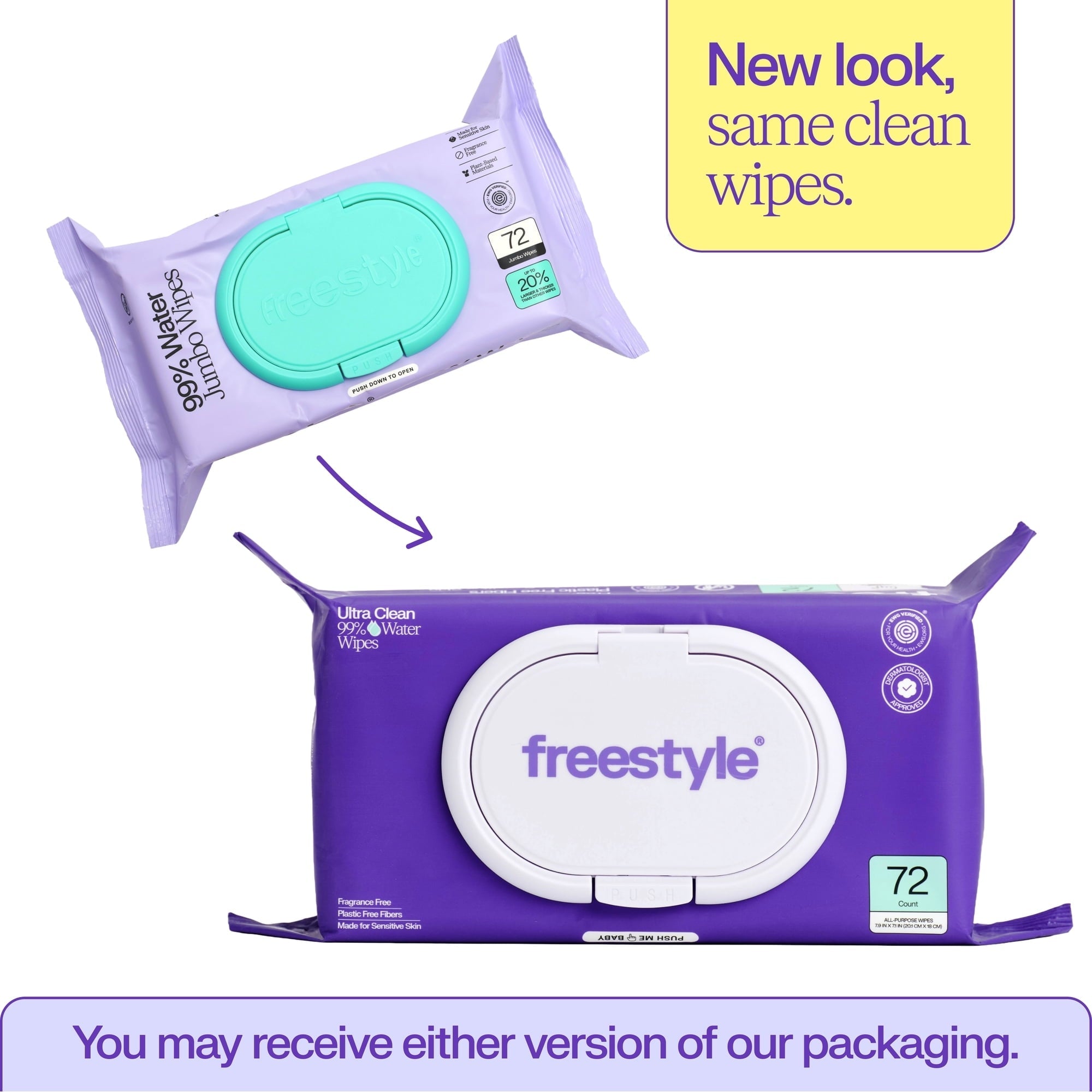 Freestyle Soft Baby Wipes for Sensitive Skin, Unscented, 9 Flip-Top Packs, 648 Total Count