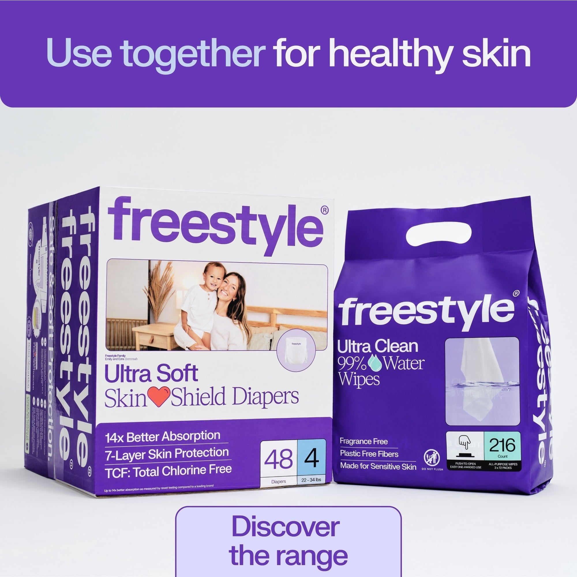 Freestyle Soft Baby Wipes for Sensitive Skin, Unscented, 9 Flip-Top Packs, 648 Total Count