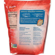 French's crispy fried onions seasoning bag, red package with front label details