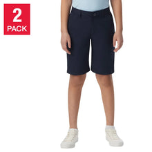 Youth navy shorts 2-pack, button fly, front pockets