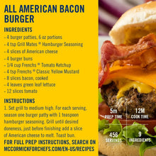 French's Classic yellow mustard in burger with bacon, cheese, and lettuce