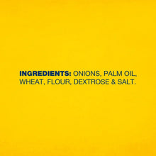 Ingredients list: onions, palm oil, wheat, flour, dextrose, and salt
