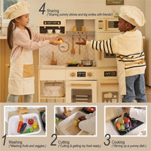 Freniland - 31-Piece Wooden Children's Kitchen Toy Set with Realistic Lights and Sound Effects — Interactive cooking toys designed for Kids Ages 3+ (Set of 31)